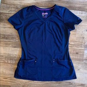 Purple Label Yoga Scrub Top, Small Navy